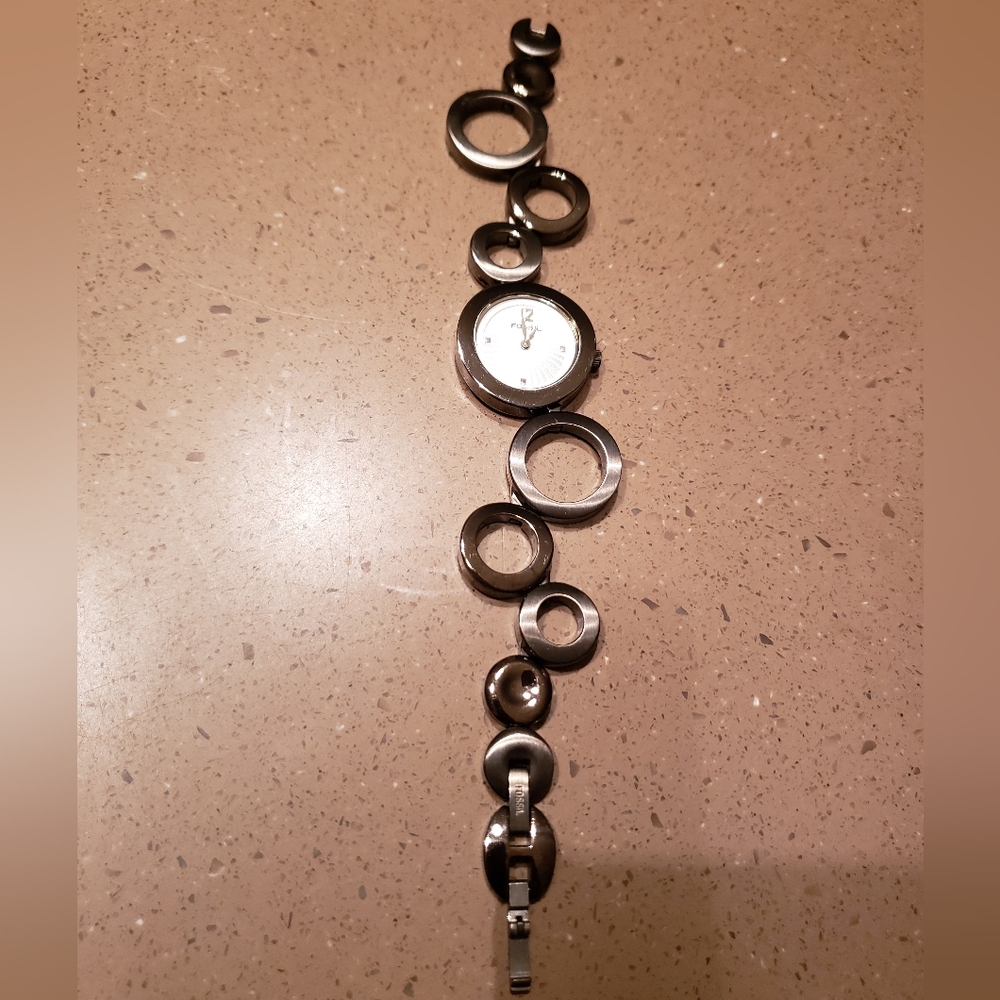 Gun Metal Circular Link Fossil Watch